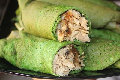Crepas de espinaca con pollo