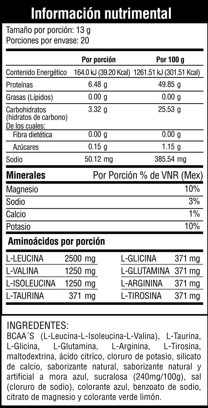 RECOVERY - Bcaa´s + Electrolitos (Hasta 40 servicios) - MuscleFit