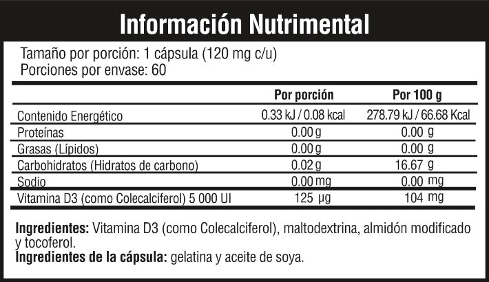 VITAMINA D3 - 60 Caps - MuscleFit